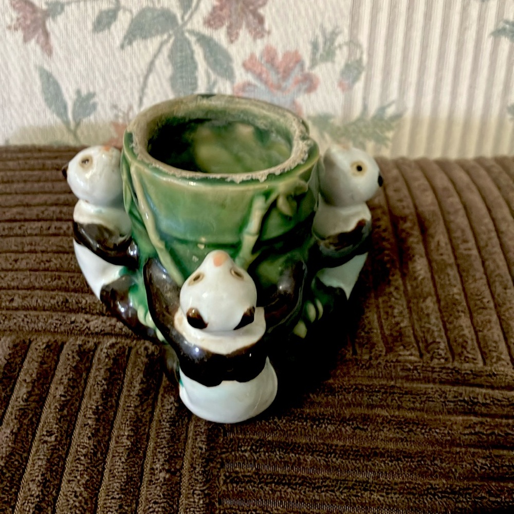Vintage pottery, panda bamboo planter